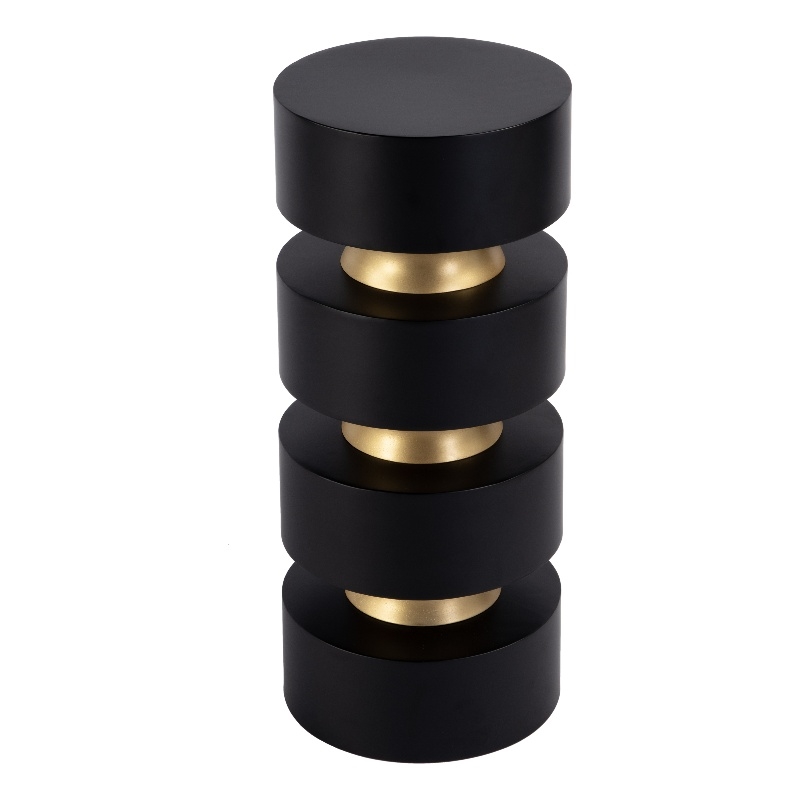 Pemberly Row Set of 2 Round Wood and Iron Side Tables in Black