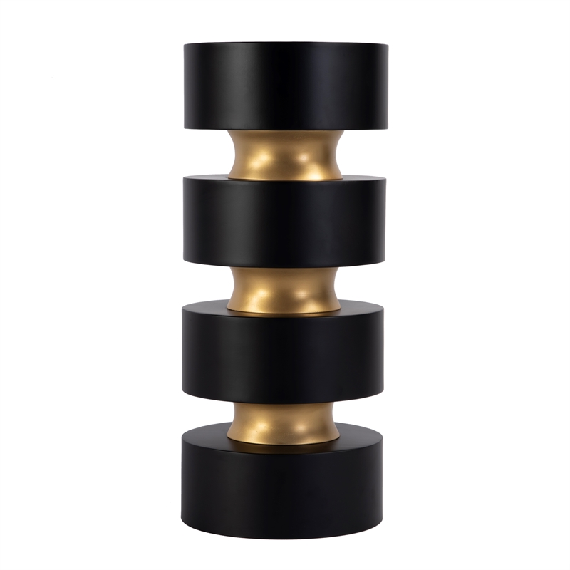 Pemberly Row Set of 2 Round Wood and Iron Side Tables in Black