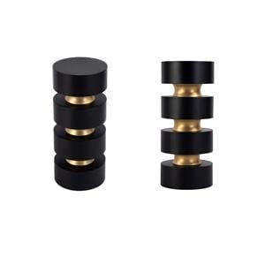 Pemberly Row Set of 2 Round Wood and Iron Side Tables in Black