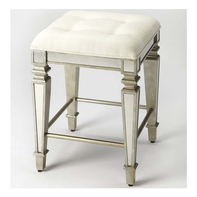 Pemberly Row Set of 2 Modern / Contemporary Mirrored Counter Stools