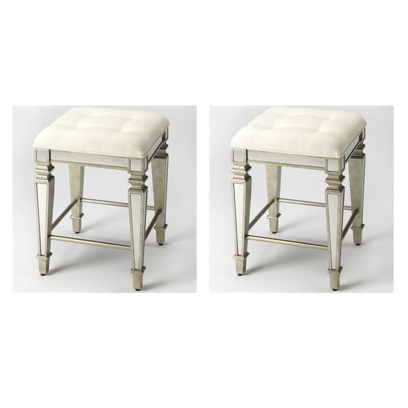 Pemberly Row Set of 2 Modern / Contemporary Mirrored Counter Stools