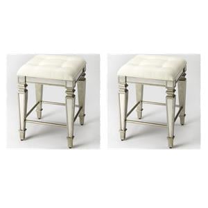 Pemberly Row Set of 2 Modern / Contemporary Mirrored Counter Stools