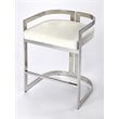 Pemberly Row Set of 2 Faux Leather Counter Stools In Silver And White