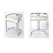 Pemberly Row Set of 2 Faux Leather Counter Stools In Silver And White