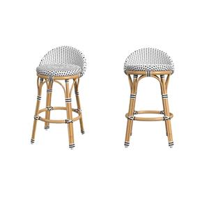 Pemberly Row Set of 2 24&quot Seat Height Rattan Counter Stools in Black