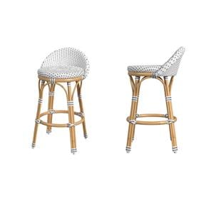 Pemberly Row Set of 2 24&quot Seat Height Rattan Counter Stools in Gray