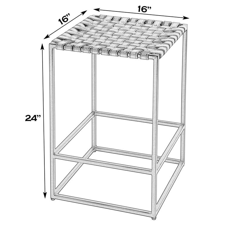 Pemberly Row Set of 2 24 in Seat Height Leather Counter Stools in Brown
