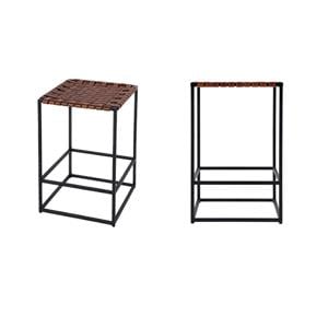 Pemberly Row Set of 2 24 in Seat Height Leather Counter Stools in Brown