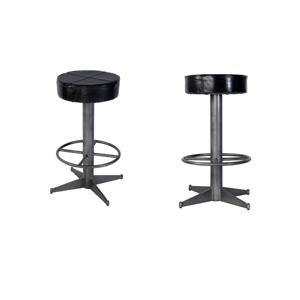 Pemberly Row Set of 2 30&quot Seat Height Leather-Iron Bar Stools in Black