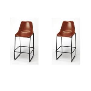 Pemberly Row Set of 2 Modern / Contemporary Leather Bar Stools