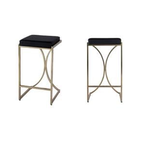Pemberly Row Set of 2 Contemporary 24&quot Counter Stools in Black Leather