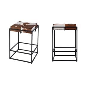 Pemberly Row Set of 2 26.5&quot Seat Height Leather Counter Stools-Brown