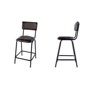 Pemberly Row Set of 2 31.5&quot Seat Height Leather Bar Stools-Brown