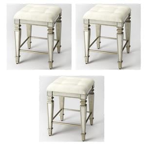 Pemberly Row Set of 3 Modern / Contemporary Mirrored Counter Stools