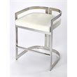 Pemberly Row Set of 3 Faux Leather Counter Stools In Silver And White