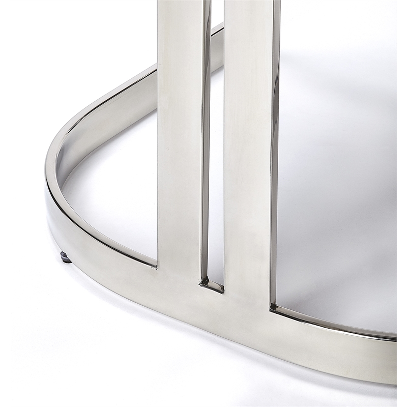 Pemberly Row Set of 3 Faux Leather Counter Stools In Silver And White