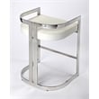 Pemberly Row Set of 3 Faux Leather Counter Stools In Silver And White