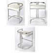 Pemberly Row Set of 3 Faux Leather Counter Stools In Silver And White