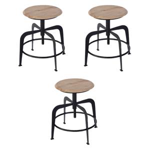 Pemberly Row Set of 3 20-27&quot AdjusTables Height Iron Bar Stools in Black