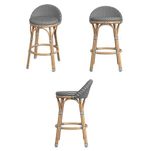 Pemberly Row Set of 3 24&quot Seat Height Rattan Counter Stools in Gray