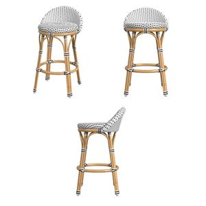 Pemberly Row Set of 3 24&quot Seat Height Rattan Counter Stools in Black