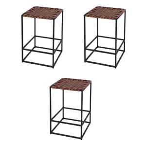 Pemberly Row Set of 3 24 in Seat Height Leather Counter Stools in Brown