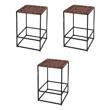 Pemberly Row Set of 3 24 in Seat Height Leather Counter Stools in Brown