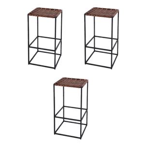 Pemberly Row Set of 3 30&quot Seat Height Leather Bar Stools in Brown