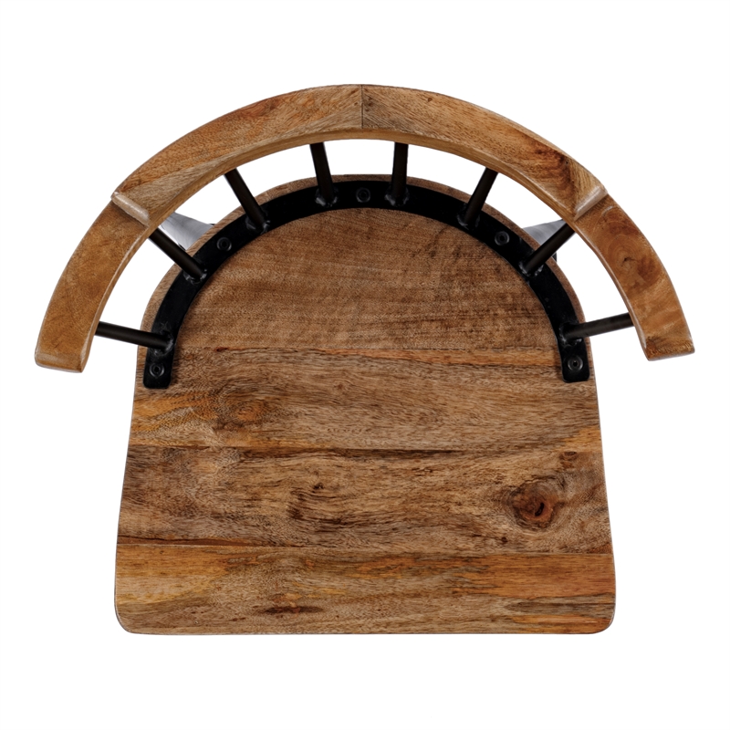 Pemberly Row Set of 3 Wood And Iron Spindle Bar Stools in Natural