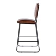 Pemberly Row Set of 3 Contemporary Leather and Iron Bar Stools-Brown