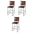Pemberly Row Set of 3 Contemporary Leather and Iron Bar Stools-Brown