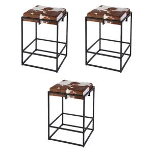 Pemberly Row Set of 3 26.5&quot Seat Height Leather Counter Stools-Brown