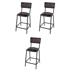 Pemberly Row Set of 3 31.5&quot Seat Height Leather Bar Stools-Brown