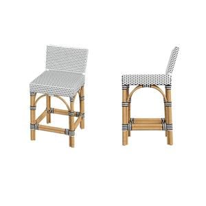 Pemberly Row Set of 2 24.5&quotH Outdoor Counter Stools in Black and White