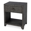 Pemberly Row Set of 2 Raffia 1-Drawer Nightstands in Charcoal