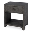 Pemberly Row Set of 2 Raffia 1-Drawer Nightstands in Charcoal