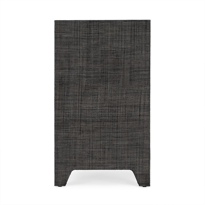 Pemberly Row Set of 2 Raffia 1-Drawer Nightstands in Charcoal