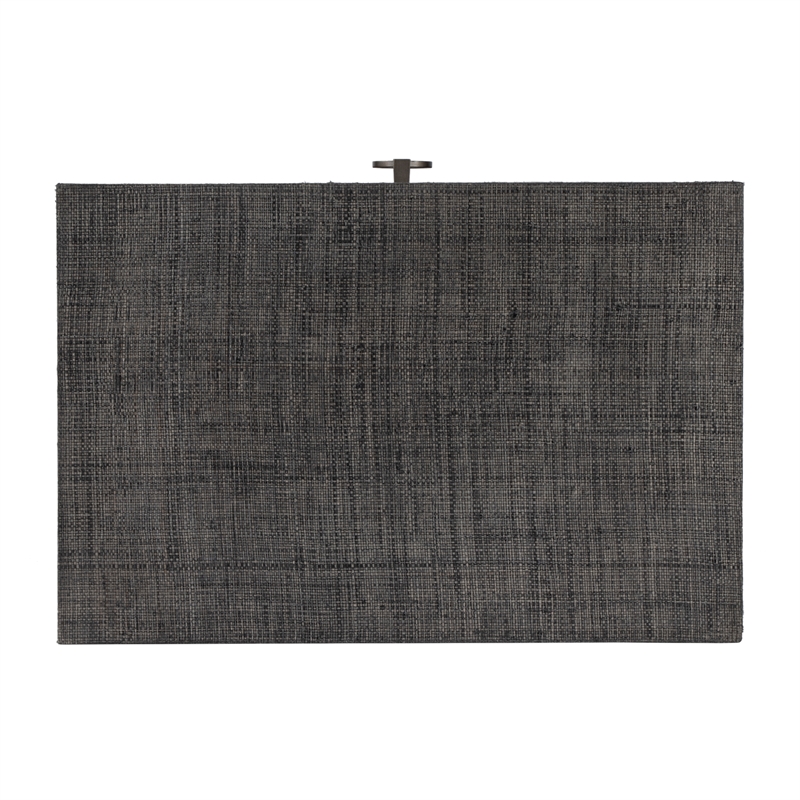 Pemberly Row Set of 2 Raffia 1-Drawer Nightstands in Charcoal