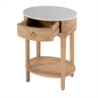 Pemberly Row Set of 2 Marble and Wood 1-Drawer Nightstands in Natural