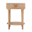 Pemberly Row Set of 2 Marble and Wood 1-Drawer Nightstands in Natural