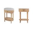 Pemberly Row Set of 2 Marble and Wood 1-Drawer Nightstands in Natural