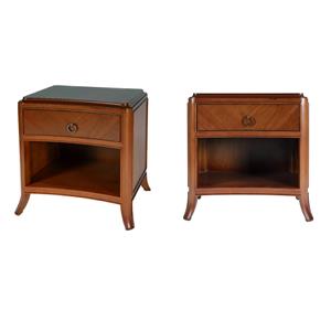 Pemberly Row Set of 2 Contemporary 25&quotW 1-Drawer Nightstands -Brown
