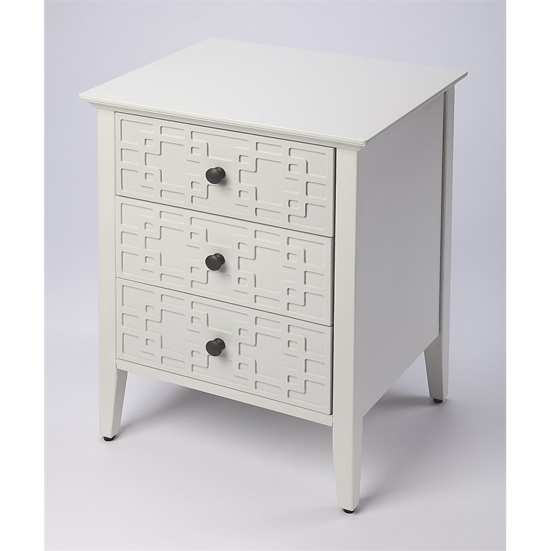 Pemberly Row Set of 2 Contemporary Glossy 3-Drawer Accent Chest In White