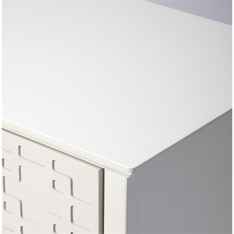 Pemberly Row Set of 2 Contemporary Glossy 3-Drawer Accent Chest In White