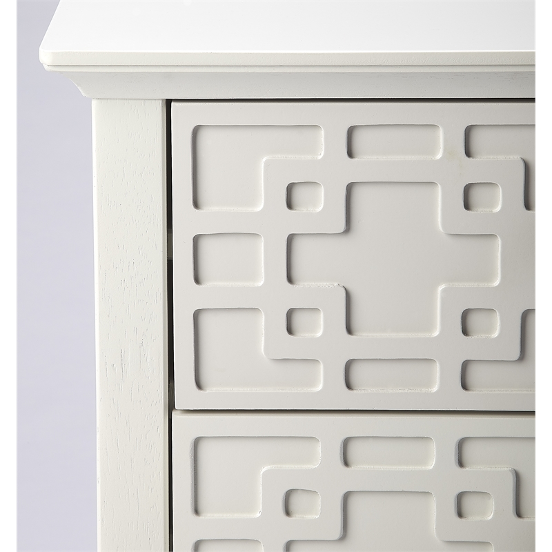 Pemberly Row Set of 2 Contemporary Glossy 3-Drawer Accent Chest In White