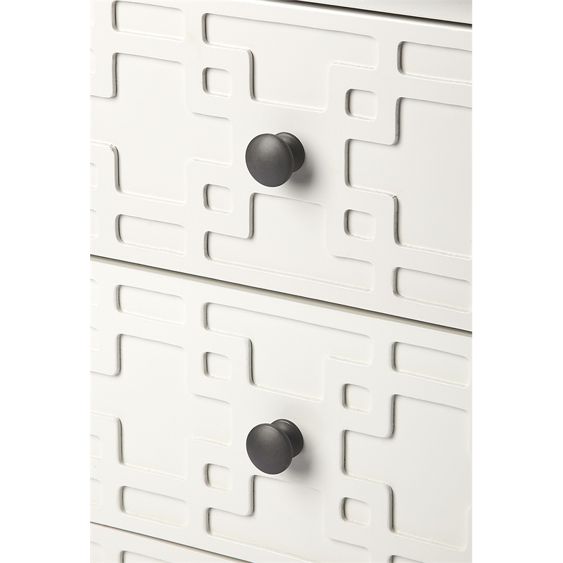Pemberly Row Set of 2 Contemporary Glossy 3-Drawer Accent Chest In White
