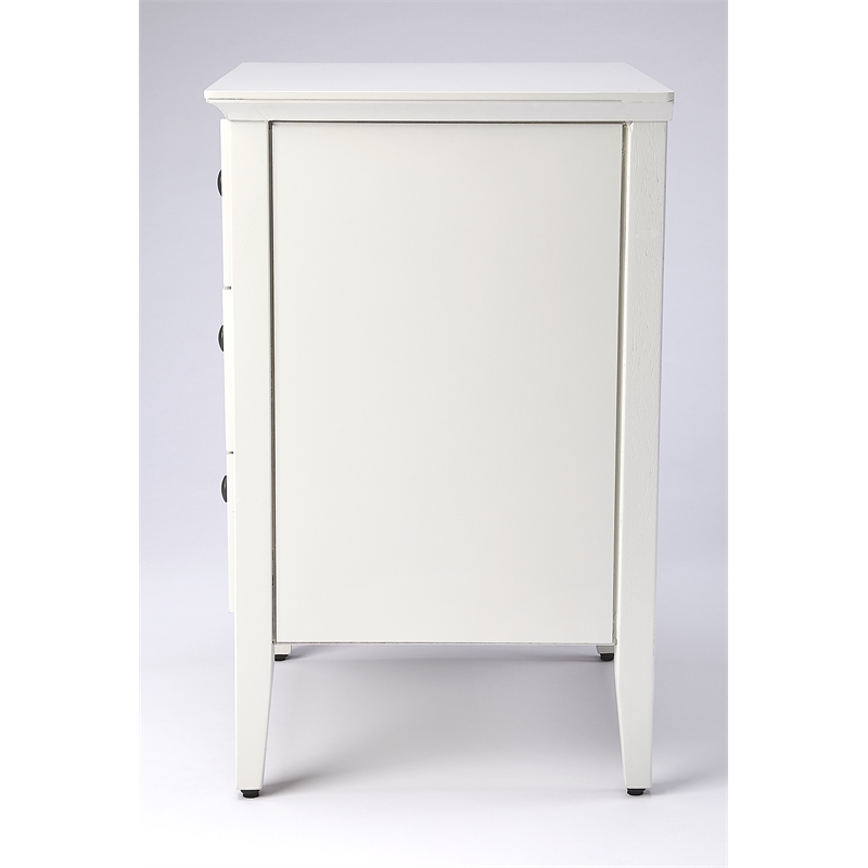 Pemberly Row Set of 2 Contemporary Glossy 3-Drawer Accent Chest In White