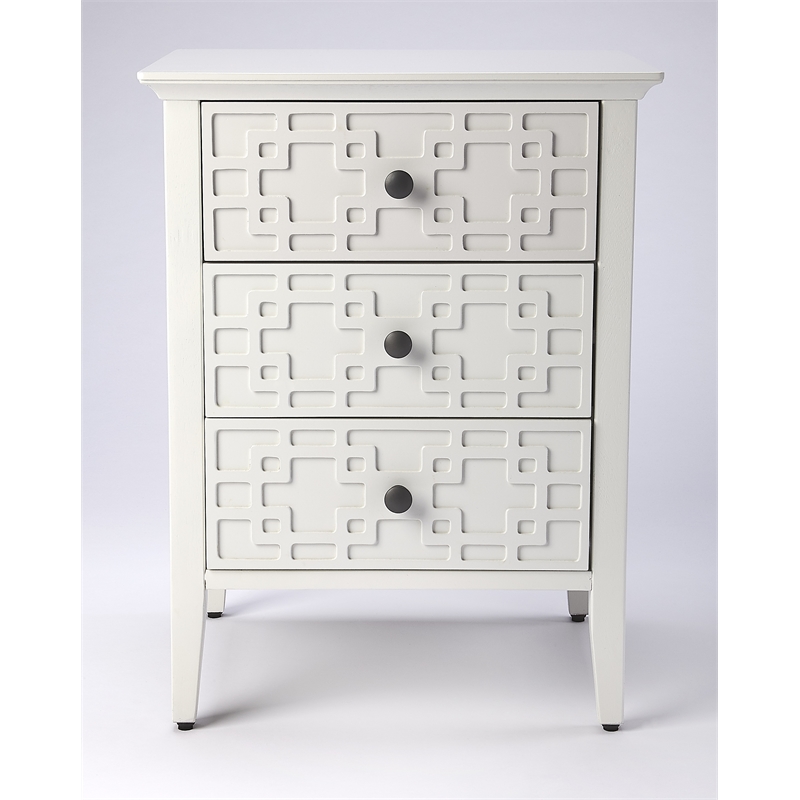 Pemberly Row Set of 2 Contemporary Glossy 3-Drawer Accent Chest In White