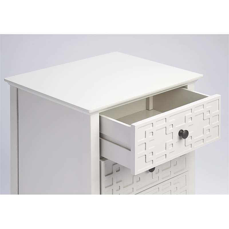 Pemberly Row Set of 2 Contemporary Glossy 3-Drawer Accent Chest In White