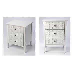 Pemberly Row Set of 2 Contemporary Glossy 3-Drawer Accent Chest In White